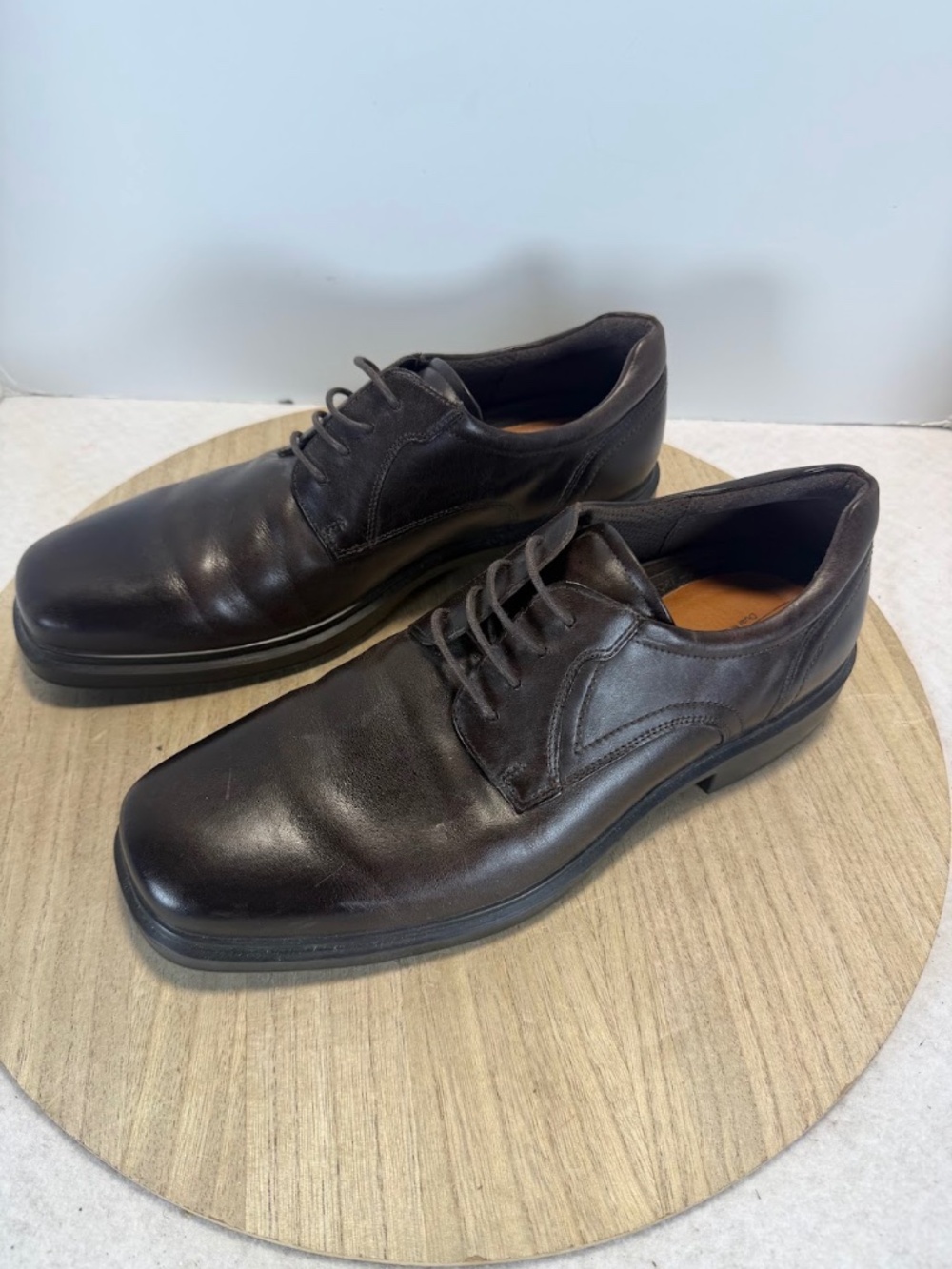 ECCO Helsinki 2 Mens Brown Leather Oxford Dress Shoes Dual Fit EU 46 US 12
